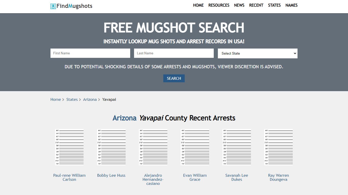 Arizona Yavapai County Recent Arrests - Find Mugshots